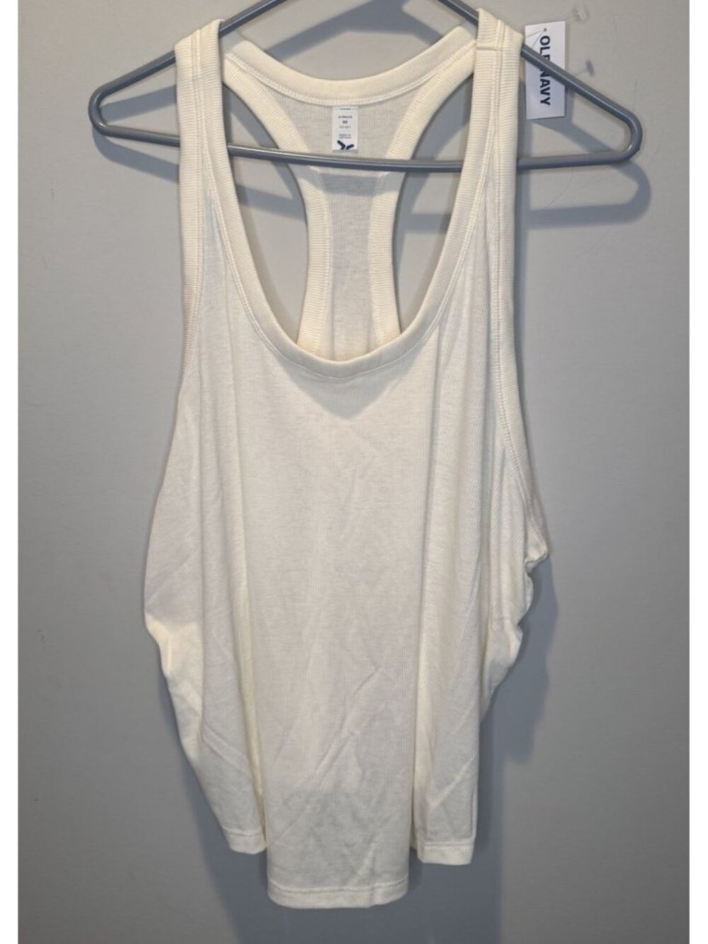 Old Navy Ultralite Cream Ribbed Racerback Womens Knit Tank Top 3X NEW Stretch